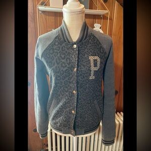 Pink varsity style jacket